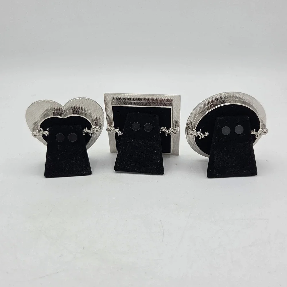 Set Of 3 Marcel Schurman Mini Photo Frames Circle Heart Square Enamel